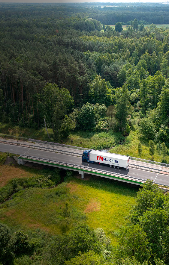 Automotive transport - FM Logistic truck on the road - header mobile format