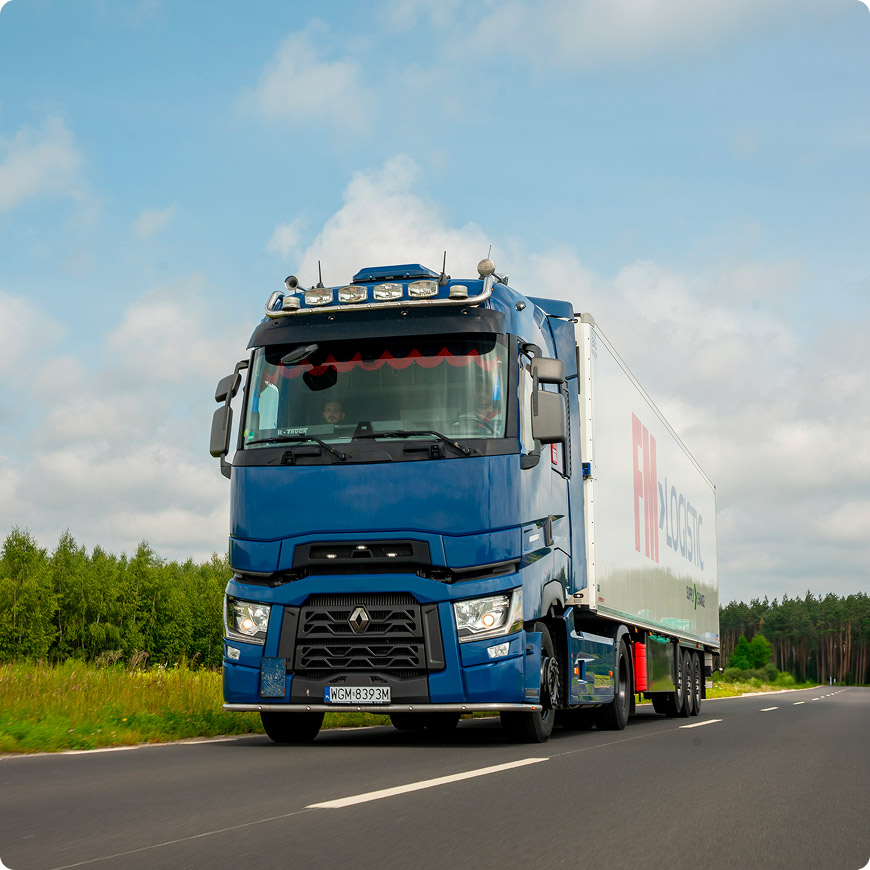 Section-1-Temperature-controlled-transport - front of FM Logistic truck