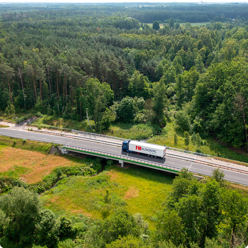 Section-2-Durability-and-safety-of-goods - FM Logistic truck on the road